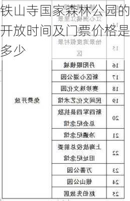 铁山寺国家森林公园的开放时间及门票价格是多少