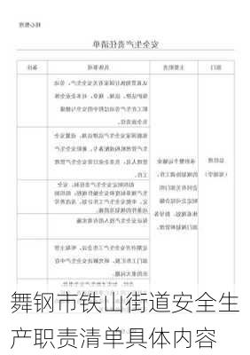 舞钢市铁山街道安全生产职责清单具体内容