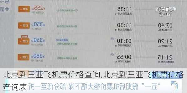 北京到三亚飞机票价格查询,北京到三亚飞机票价格查询表
