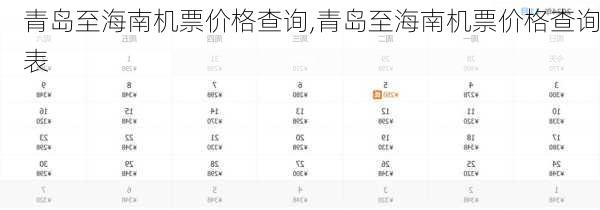 青岛至海南机票价格查询,青岛至海南机票价格查询表
