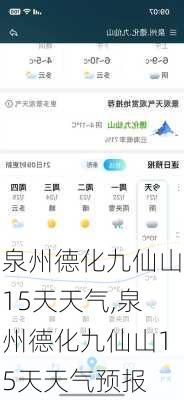 泉州德化九仙山15天天气,泉州德化九仙山15天天气预报